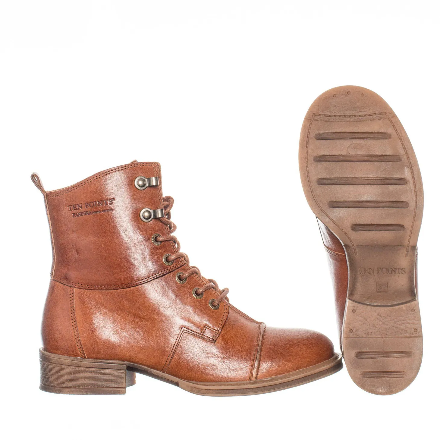 Pandora Laced boots — Cognac