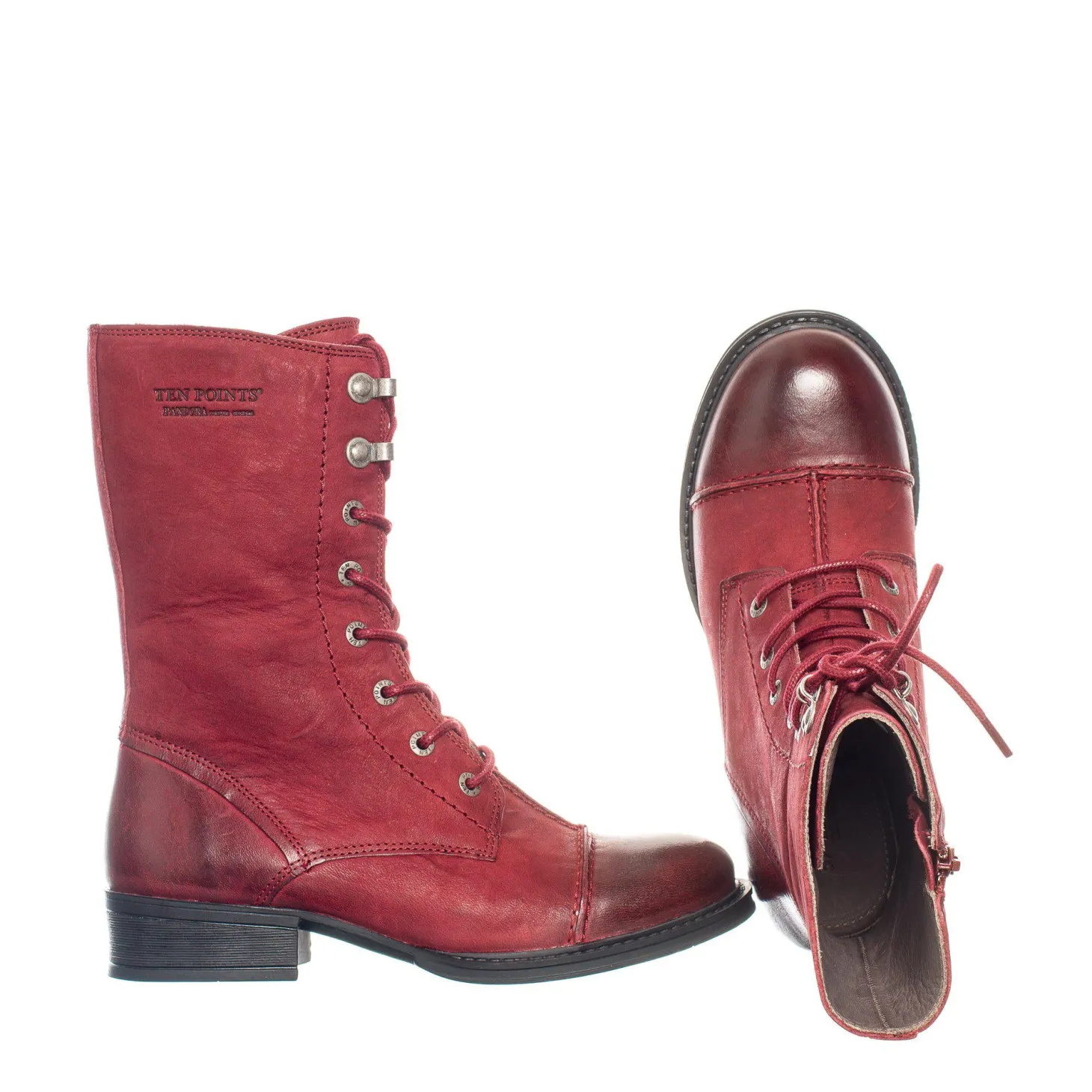 Pandora Laced boots — Dark red