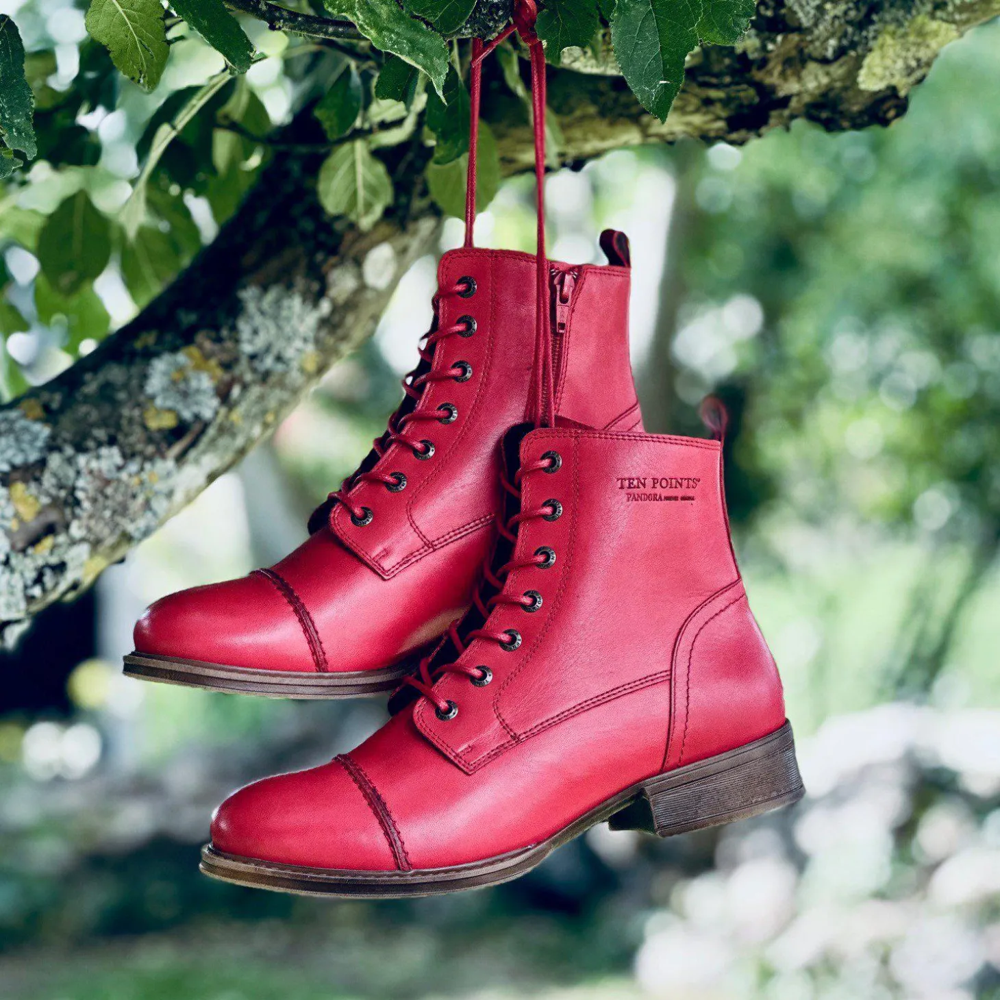 Pandora Laced boots — Ruby red
