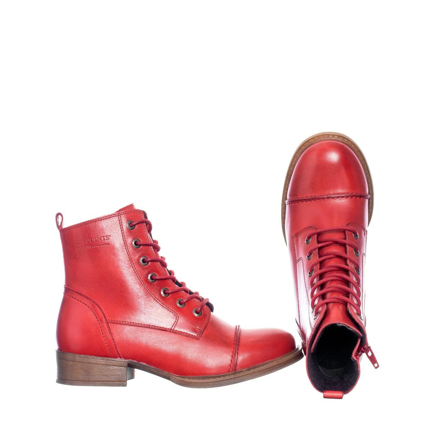 Pandora Laced boots — Ruby red