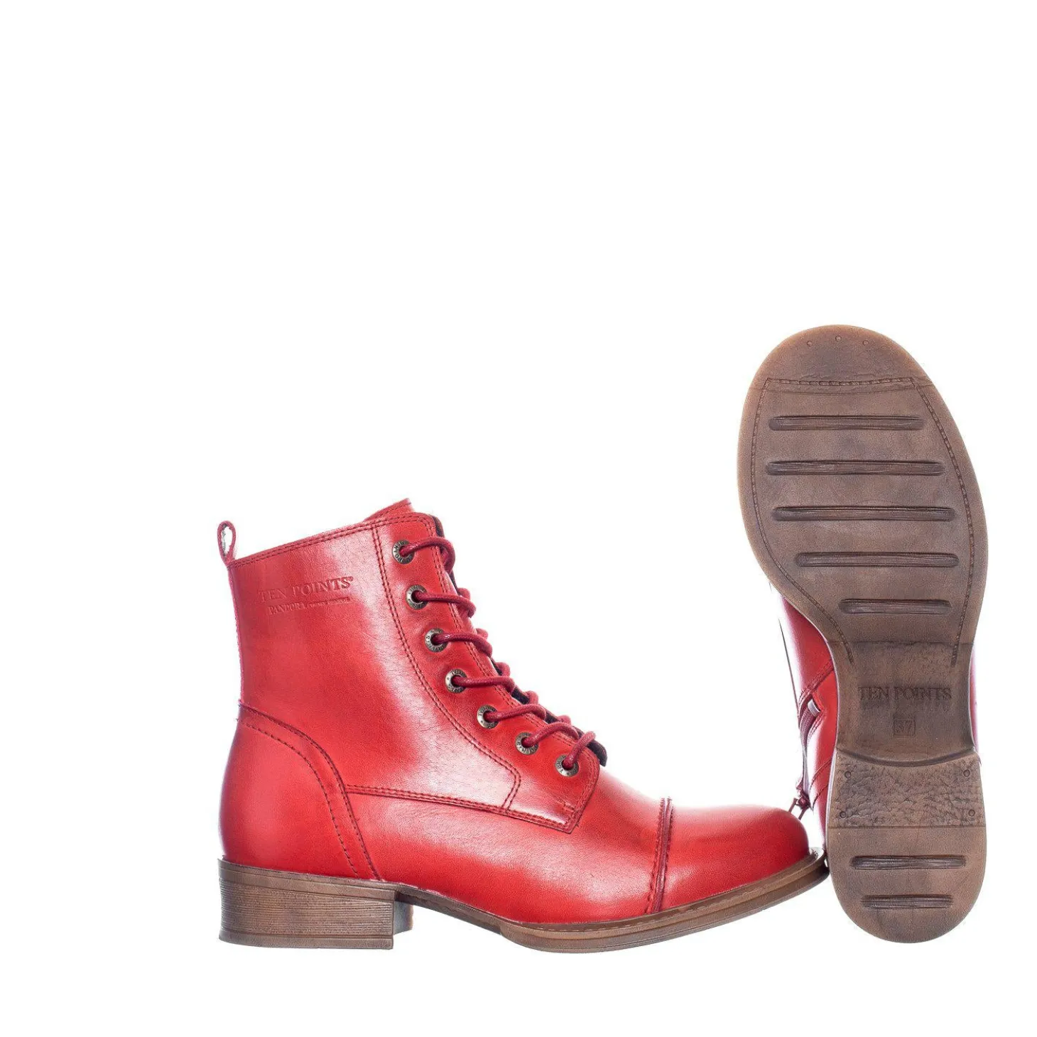 Pandora Laced boots — Ruby red